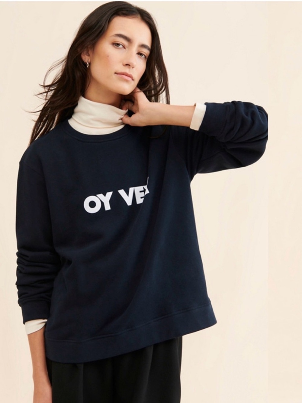 KULE Black 'OY VEY' Raleigh Crewneck Sweatshirt Size Small